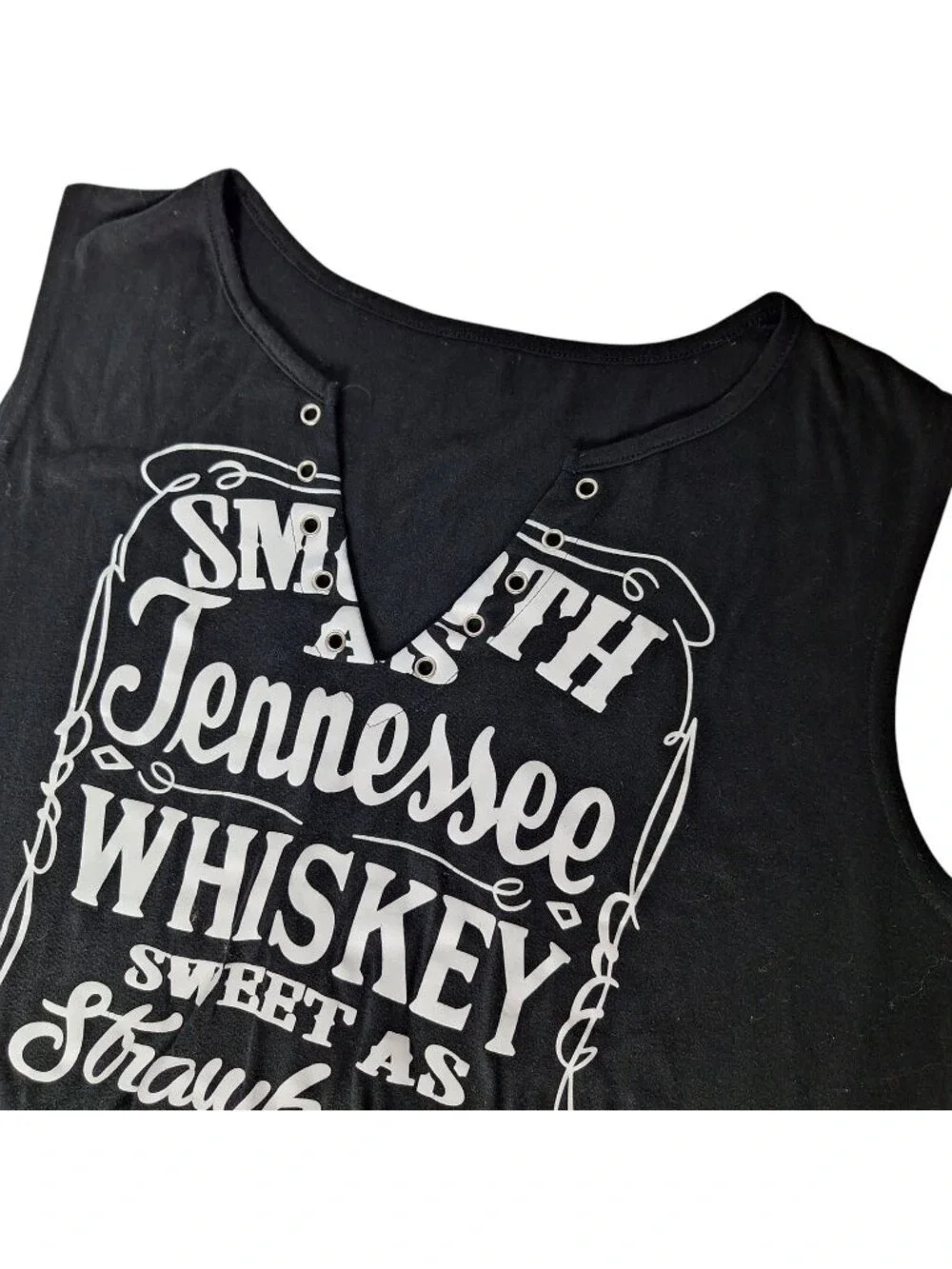 Tennessee Whiskey Graphic Tank Top V-Neck Grommet Black XL